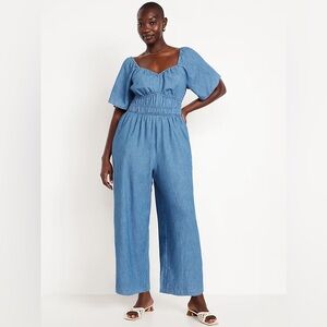 Old navy // waist defined smocked jumpsuit denim